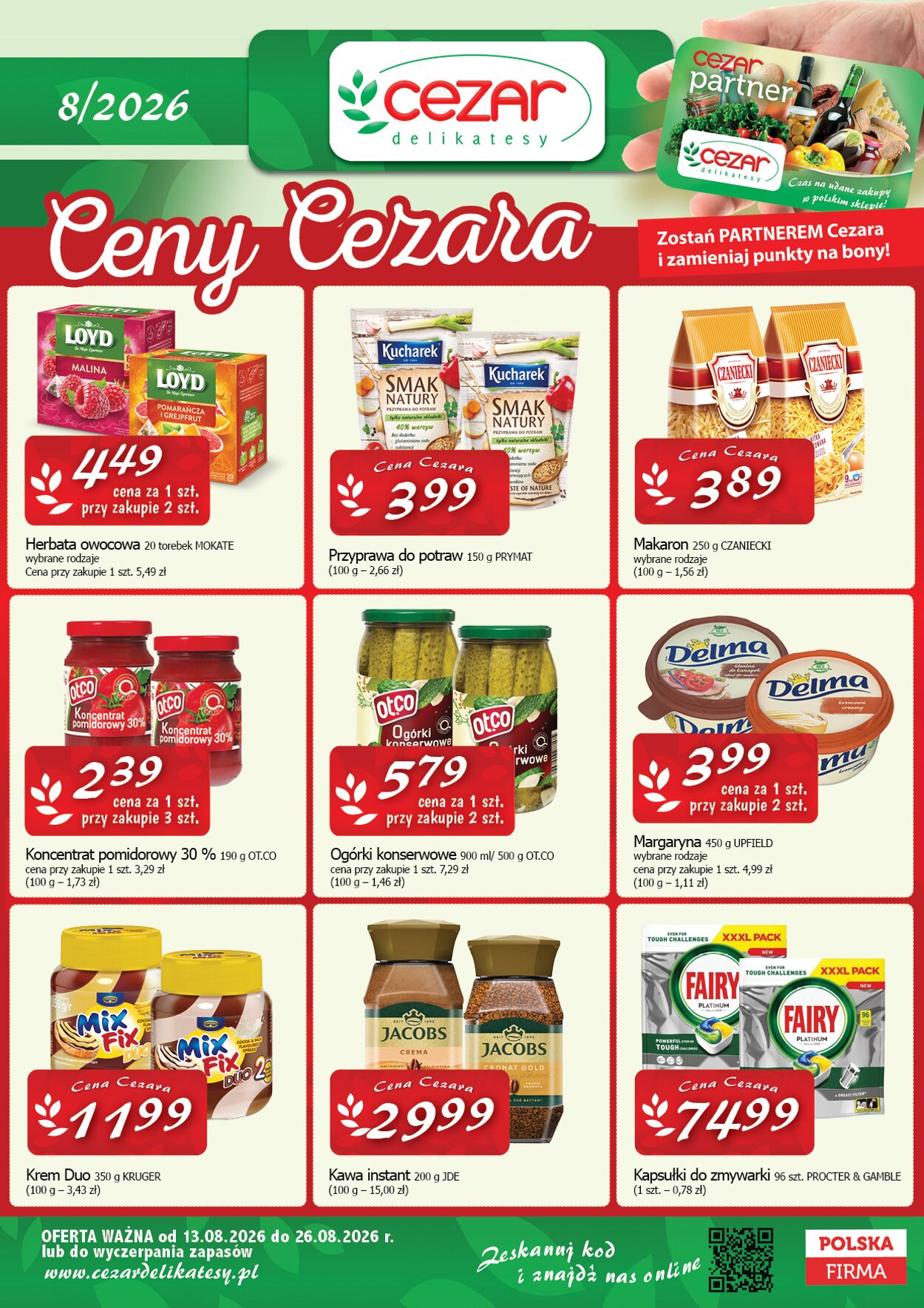 Gazetka Delikatesy Cezar 13.08.2026 - 26.08.2026
